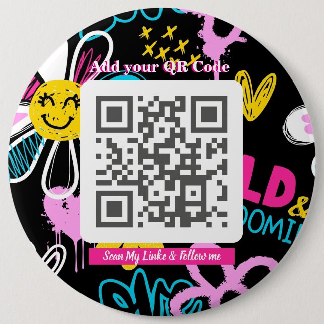 Scan Me QR Code Button – Colorful & Fun Design (Front)
