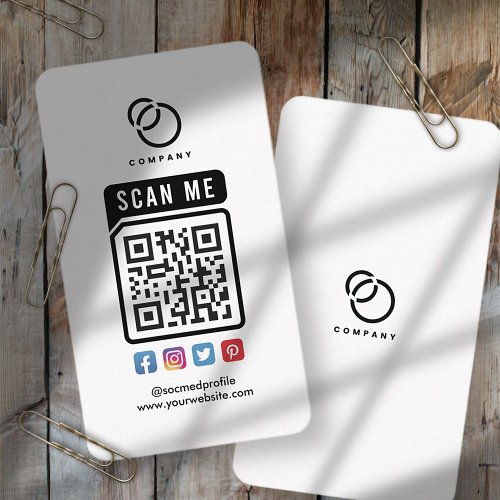 Scan ME QR Code Social Media Logo Modern Simple Business Card