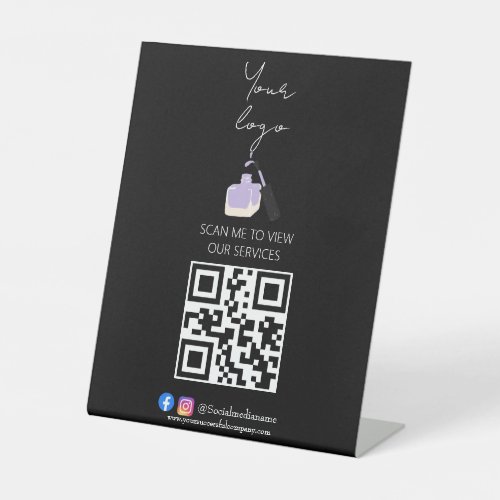 Scan me QR code stand up sign for salon price list