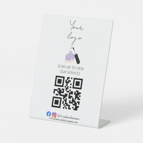 Scan me QR code stand up sign for salon price list