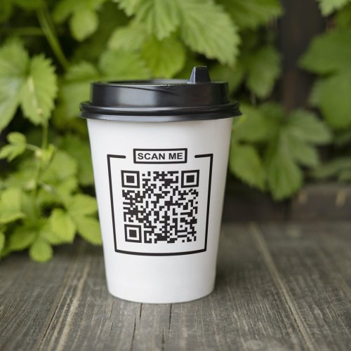 Scan me QR codes Modern Black  White Business  Paper Cups