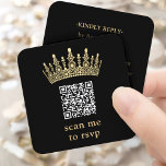 Scan Me QR RSVP Black and Gold Quinceañera Crown Enclosure Card<br><div class="desc">Simplify birthday party RSVP responses with chic modern QR Code enclosure cards. This template is set up for a quinceañera's 15th birthday celebration, but is simple to customize for a Sweet 16 or princess party. The colors and font style can be easily changed with the Zazzle Design Editor tool. The...</div>