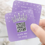 Scan Me QR RSVP Quinceañera Crown Lilac Purple Enclosure Card<br><div class="desc">Simplify birthday party RSVP responses with chic modern QR Code enclosure cards. This template is set up for a quinceañera's 15th birthday celebration, but is simple to customize for a Sweet 16 or princess party. The colors and font styles can be easily changed with the Zazzle Design Editor tool. The...</div>