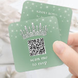 Scan Me QR RSVP Quinceañera Crown Sage Green Enclosure Card<br><div class="desc">Simplify birthday party RSVP responses with chic modern QR Code enclosure cards. This template is set up for a quinceañera's 15th birthday celebration, but is simple to customize for a Sweet 16 or princess party. The colors and font styles can be easily changed with the Zazzle Design Editor tool. The...</div>