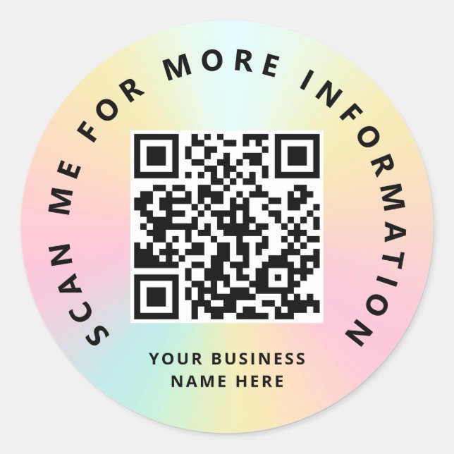 Scan Me Rainbow Pastel Color QR Code Scannable Classic Round Sticker (Front)