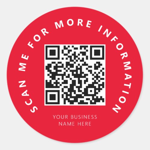 Scan Me Red QR Code Scannable Classic Round Sticker