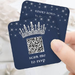 Scan Me RSVP QR Code Quinceañera Crown Navy Blue Enclosure Card<br><div class="desc">Simplify birthday party RSVP responses with chic modern QR Code enclosure cards. This template is set up for a quinceañera's 15th birthday celebration, but is simple to customize for a Sweet 16 or princess party. The colors and font styles can be easily changed with the Zazzle Design Editor tool. The...</div>