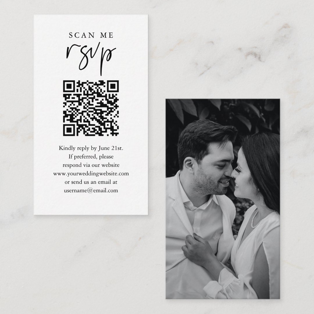Scan Me RSVP Wedding QR Code RSVP Enclosure Card Zazzle