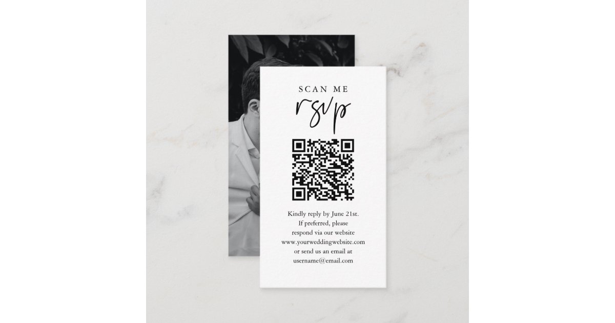 Scan Me RSVP Wedding QR Code RSVP Enclosure Card | Zazzle