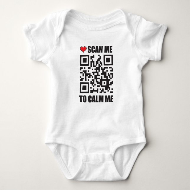 Scan me to Calm me QR Code Baby Bodysuit (Front)