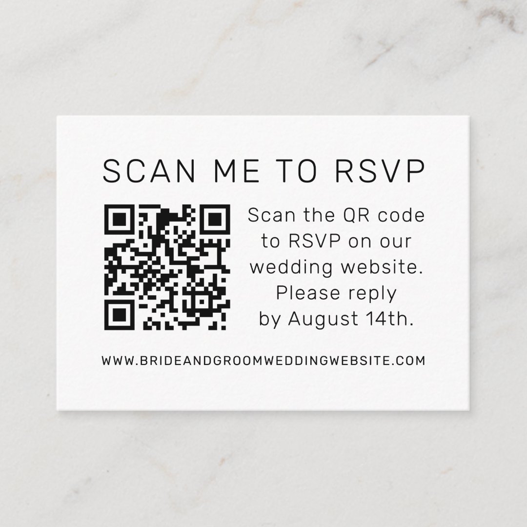 Scan Me to RSVP Wedding QR Code Photo RSVP Enclosure Card | Zazzle