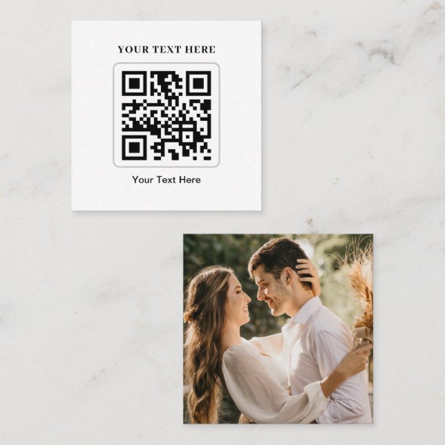 Scan Me to RSVP Wedding QR Code Response Square Business Card (Front/Back)