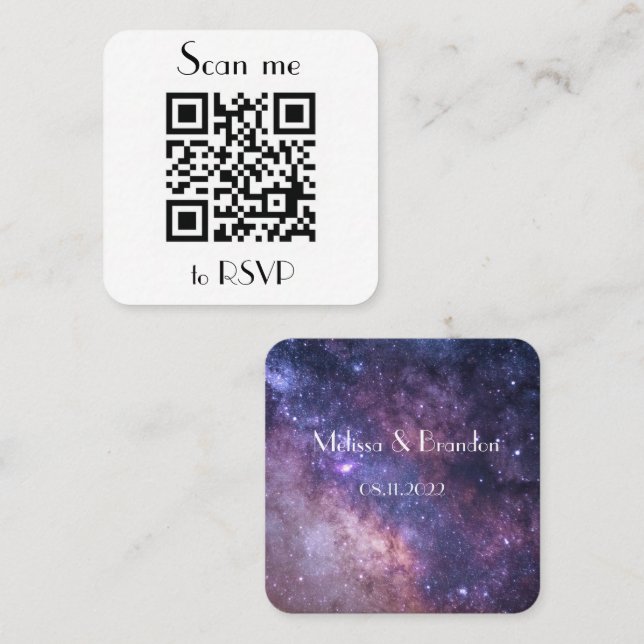 Scan me to RSVP Wedding QR Code Response  Square Business Card (Front/Back)