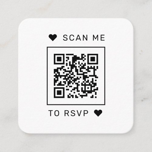 Scan Me to RSVP Wedding QR Code Response Square Enclosure Card