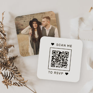 Scan Me to RSVP Wedding QR Code Response Square Enclosure Card