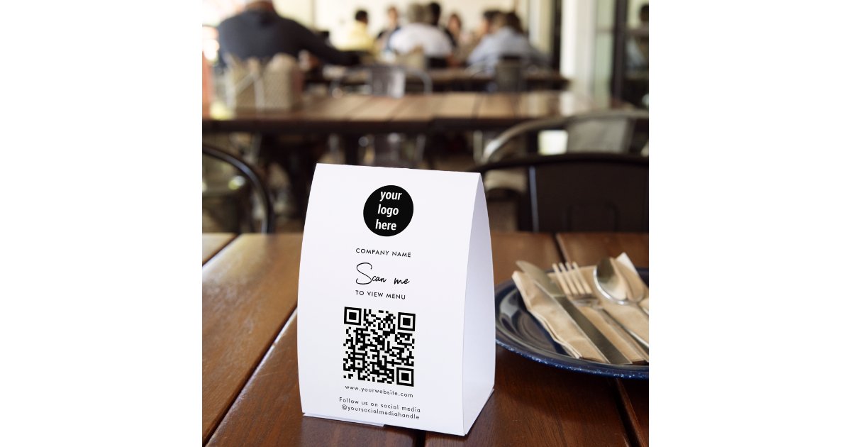 Scan Me To View Menu Order QR Code Paper Table Tent | Zazzle