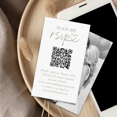 Scan Me Wedding RSVP QR Code Photo Enclosure Card