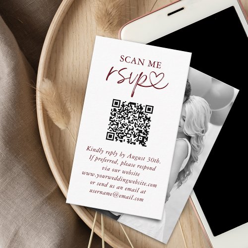 Scan Me Wedding RSVP QR Code Photo Enclosure Card