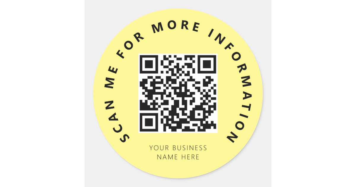 Scan Me Yellow QR Code Scannable Classic Round Sticker | Zazzle