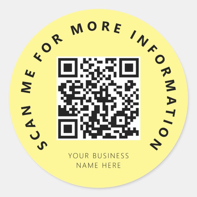 Scan Me Yellow QR Code Scannable Classic Round Sticker (Front)