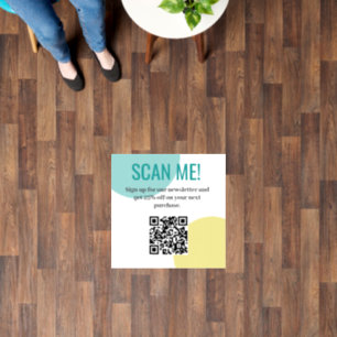Scan Me! Yellow Turquoise Circles Customer Offer Floor Decals