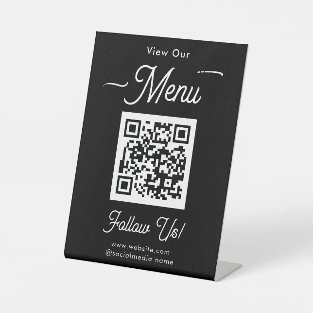 Scan Menu QR Codes Business Pedestal Sign (Front)