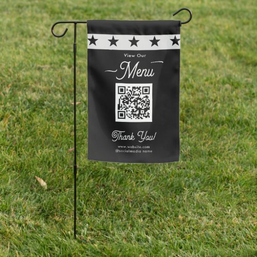 Scan Menu QR Codes Business Store Front Garden Flag