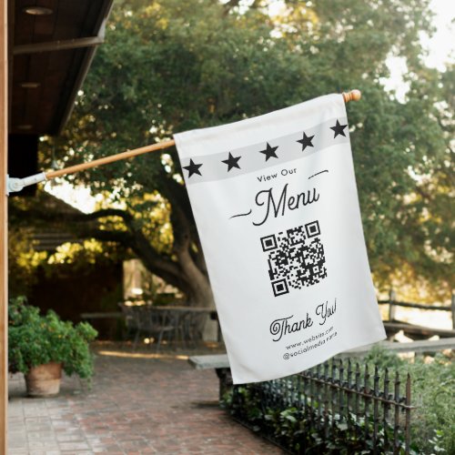 Scan Menu QR Codes Business Store Front House Flag