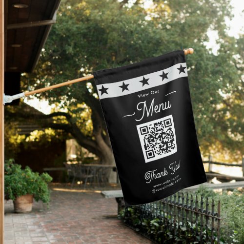 Scan Menu QR Codes Business Store Front House Flag
