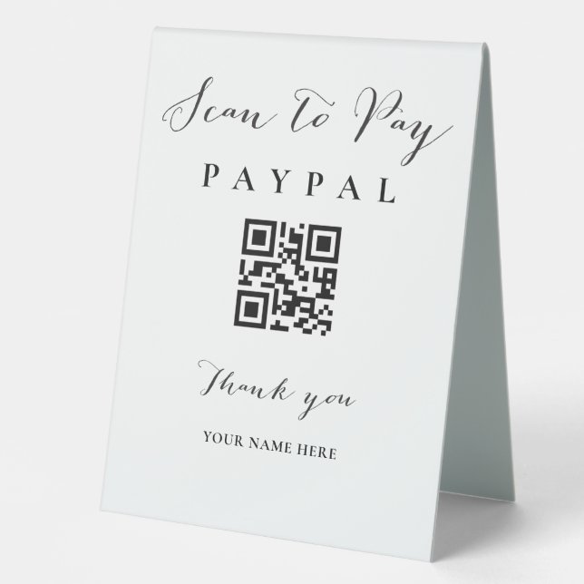Scan Pay QR Code Sign Wedding Bar Valet Business (Front)