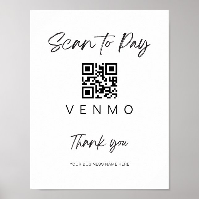 Scan Payment QR Code Sign Wedding Bar Business (Front)