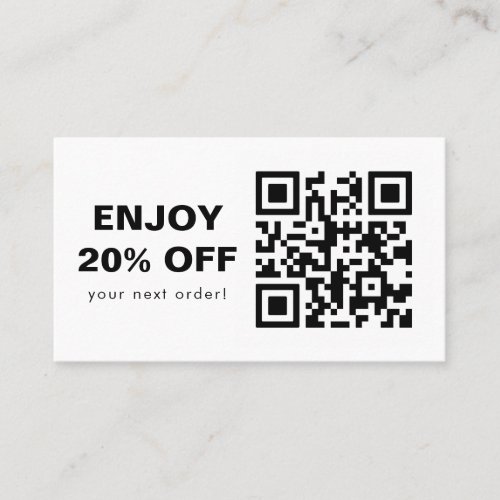 Scan QR Code Black and White Discount Code Business Card