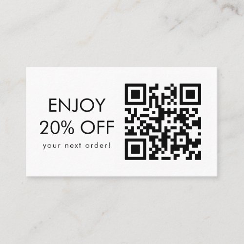 Scan QR Code Black and White Discount Code Business Card