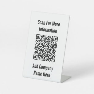 Scan QR Code For More Information Black and White Pedestal Sign