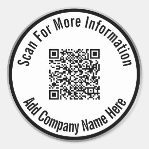 Scan QR Code For More Information Black Silver Classic Round Sticker