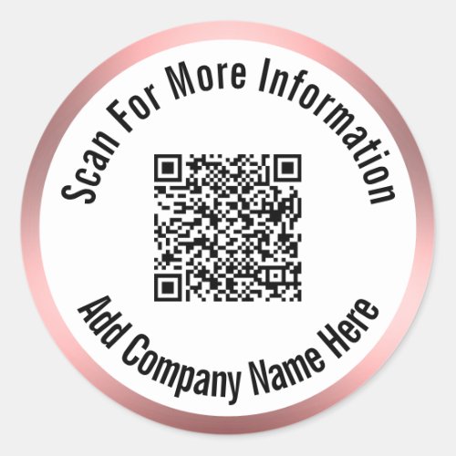 Scan QR Code For More Information Pink Border Classic Round Sticker