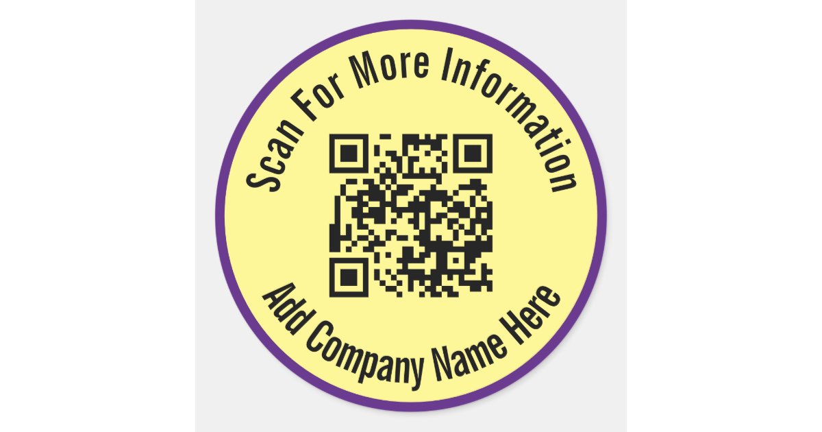 Scan QR Code for More Information Yellow Business Classic Round Sticker ...