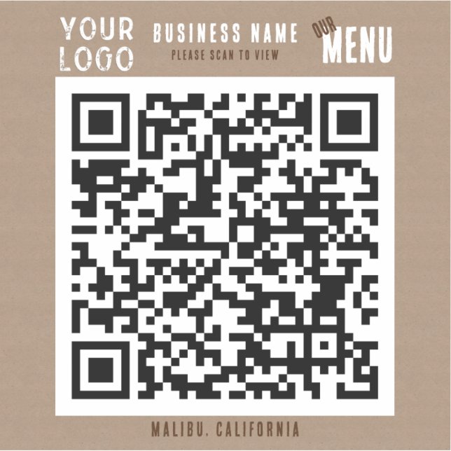 Scan QR Code Menu Rustic Charm Kraft Paper  Sticker (Front)