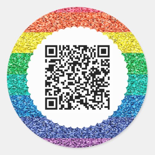 Scan QR code rainbow Classic Round Sticker