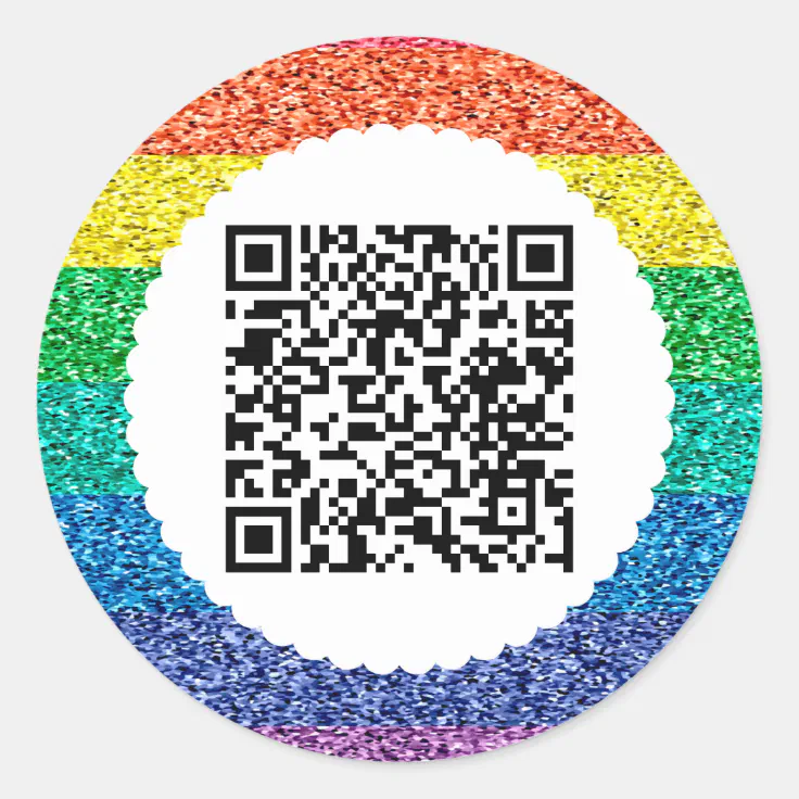Scan QR code rainbow Classic Round Sticker Zazzle