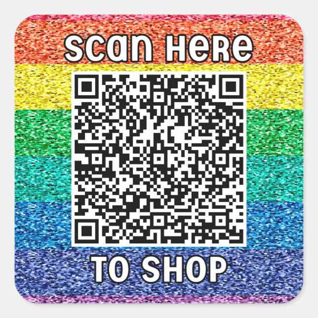 Qr Code Raimbow Scan QR code rainbow Classic Square Sticker | Zazzle