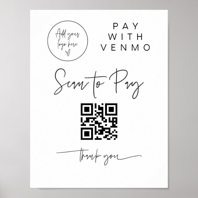 Scan QR Code Sign Wedding Bar Valet Business G400 (Front)