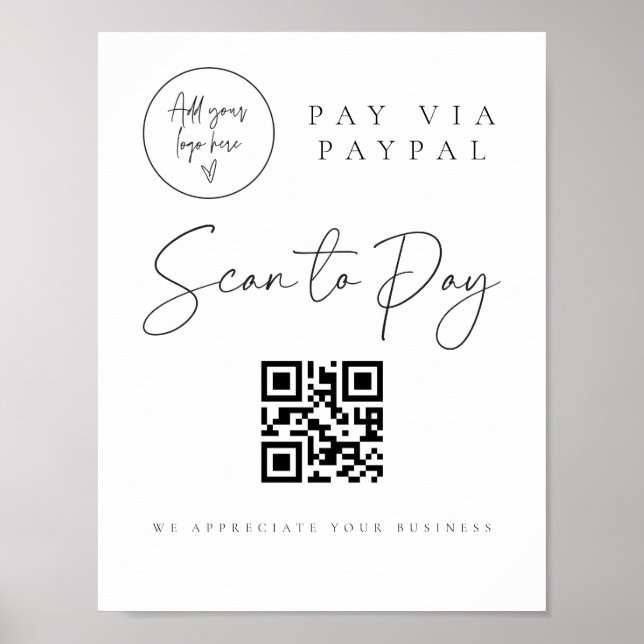 Scan QR Code Sign Wedding Bar Valet Business G400 (Front)