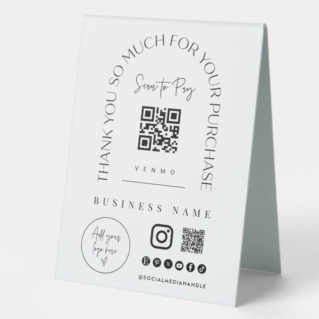 Scan QR Code Table Tent Mobile Payment Sign (Front)