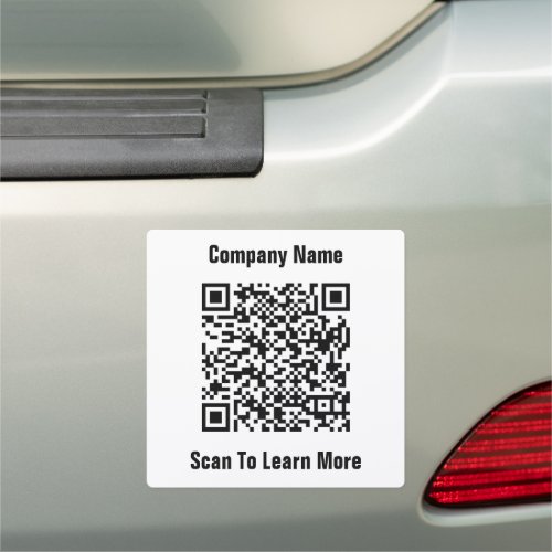 Scan QR Code To Learn More Black  White Template Car Magnet
