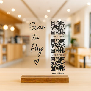 Scan QR Code to Pay For Business Digital Payment Acrylic Sign