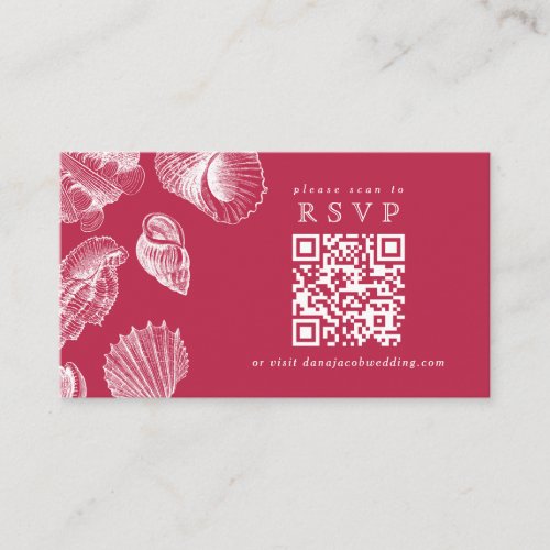 Scan QR Code VIva Magenta Nautical Seashell RSVP Enclosure Card