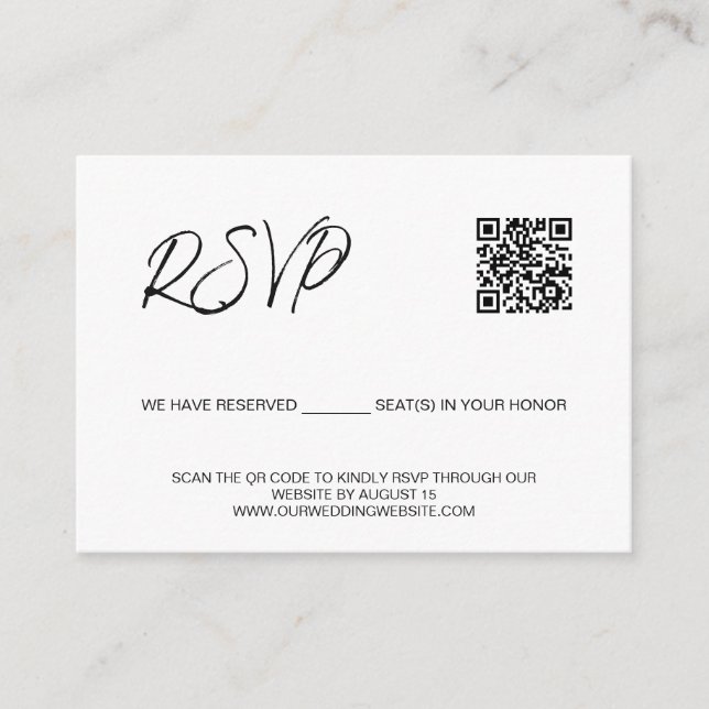SCAN QR code wedding website Reserved seats  Enclosure Card (Front)