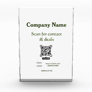 scan QR for contact & deals business name website Acrylic Award