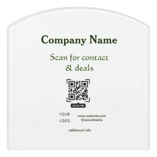 scan QR for contact & deals business name website Door Sign
